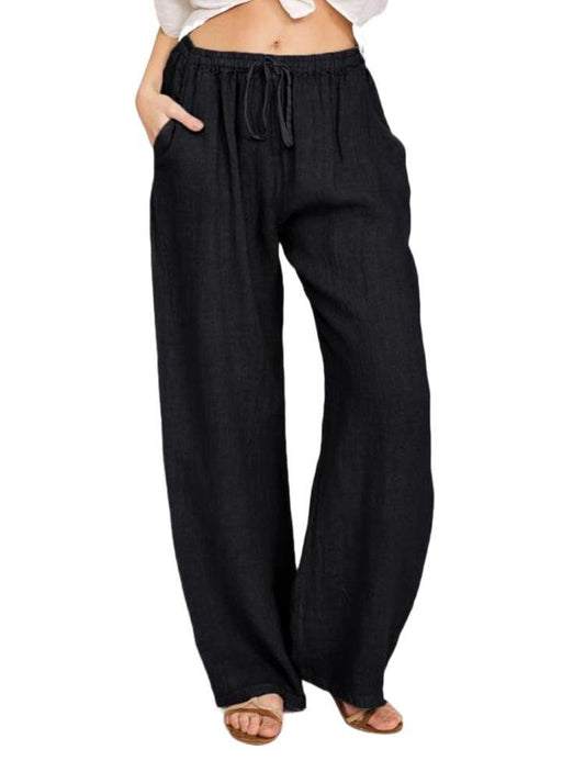 Cotton Linen Yoga Pants | Women's Loose High Waist Wide Leg Trousers