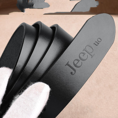 Cowhide Belt Men | Two Layer Retro Style Leather Belt With Needle Buckle