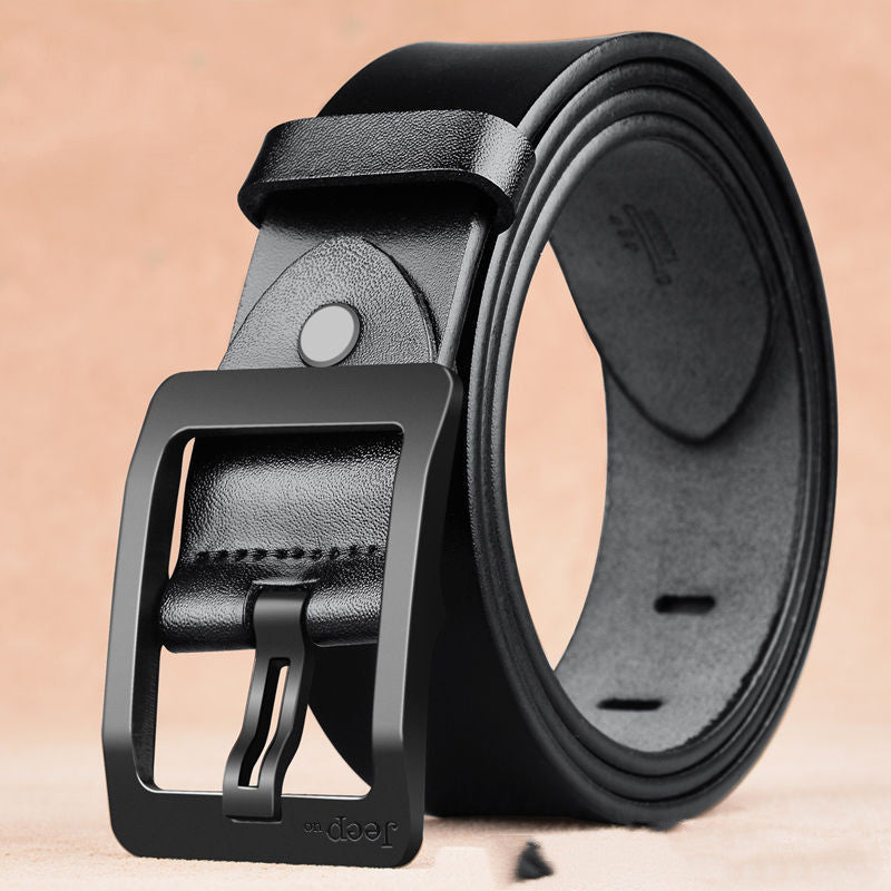 Cowhide Belt Men | Two Layer Retro Style Leather Belt With Needle Buckle