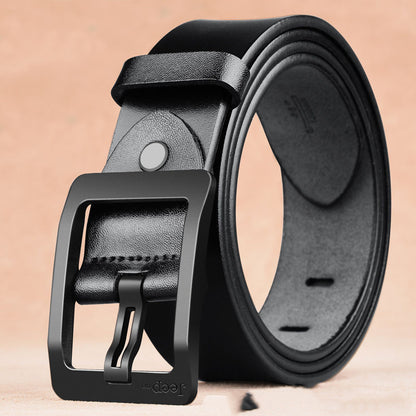 Cowhide Belt Men | Two Layer Retro Style Leather Belt With Needle Buckle