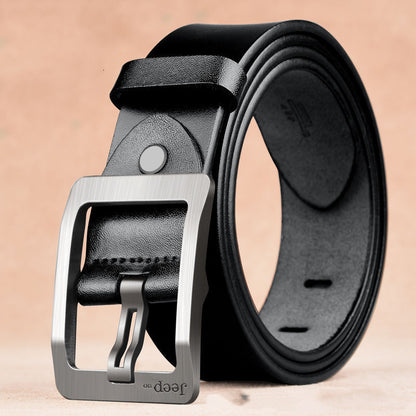 Cowhide Belt Men | Two Layer Retro Style Leather Belt With Needle Buckle
