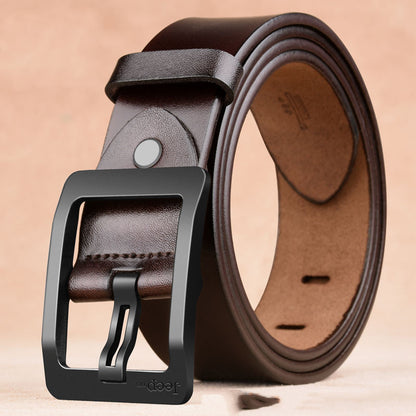 Cowhide Belt Men | Two Layer Retro Style Leather Belt With Needle Buckle