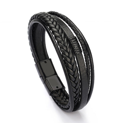 Genuine Leather Bracelet | Classic Men's Leather Wristband With Magnetic Buckle