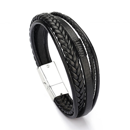 Genuine Leather Bracelet | Classic Men's Leather Wristband With Magnetic Buckle