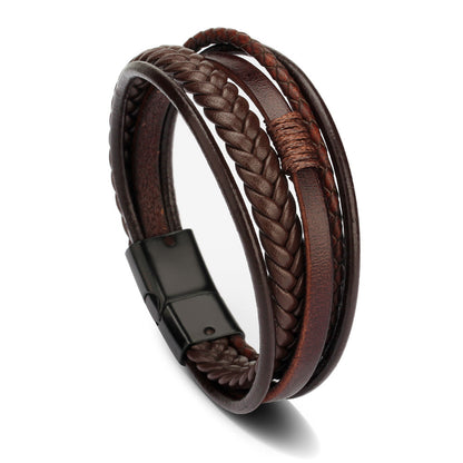 Genuine Leather Bracelet | Classic Men's Leather Wristband With Magnetic Buckle