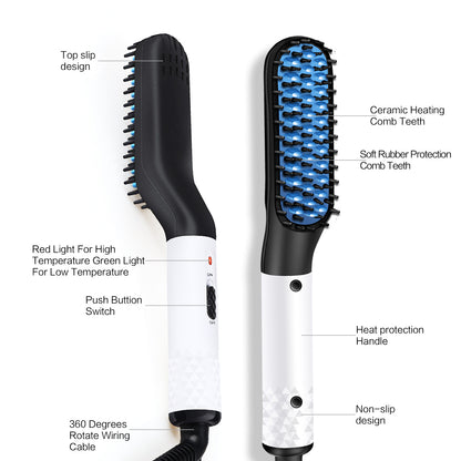 Beard Straightener Comb - Electric Hot Comb With MCH Heating Technology