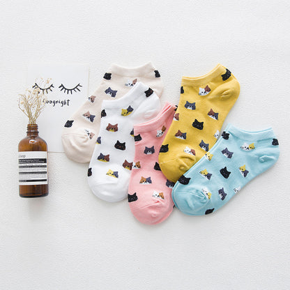 Women's Boat Socks - Low Cut Solid Color Casual Breathable Cotton Socks