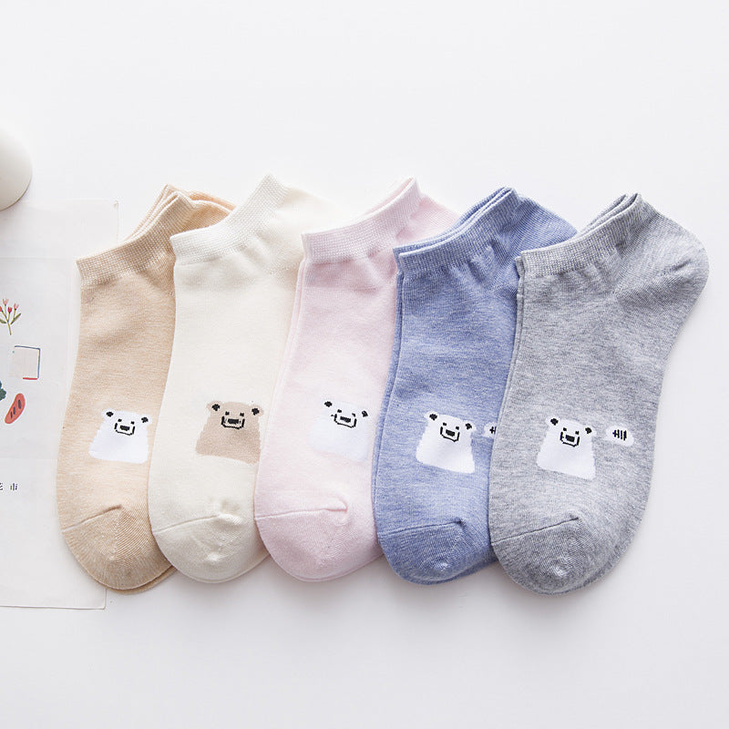 Women's Boat Socks - Low Cut Solid Color Casual Breathable Cotton Socks