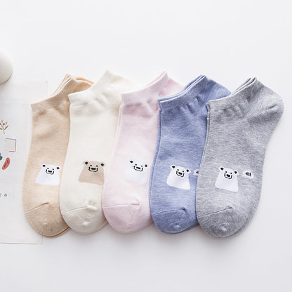 Women's Boat Socks - Low Cut Solid Color Casual Breathable Cotton Socks