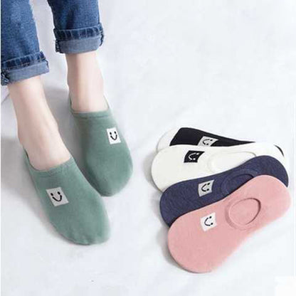 Women's Boat Socks - Low Cut Solid Color Casual Breathable Cotton Socks