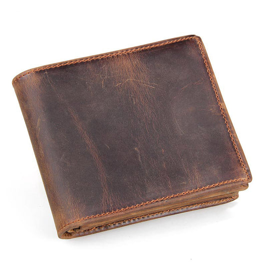 Leather Men's Wallet | Luxury Horse Leather Two Fold Zipper Wallet