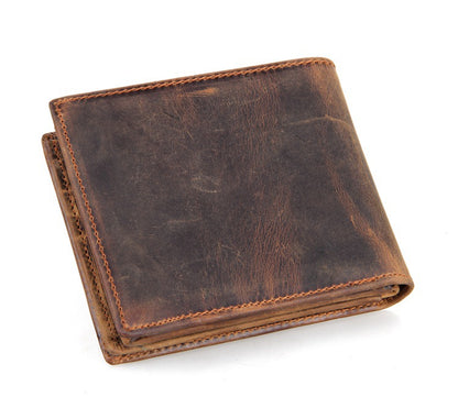 Leather Men's Wallet | Luxury Horse Leather Two Fold Zipper Wallet