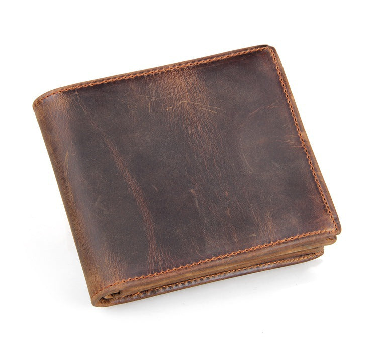 Leather Men's Wallet | Luxury Horse Leather Two Fold Zipper Wallet