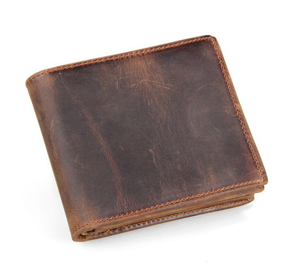 Leather Men's Wallet | Luxury Horse Leather Two Fold Zipper Wallet