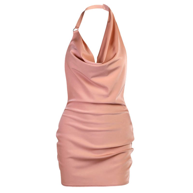 Satin Party Dress | Adjustable Spaghetti Straps | Backless Sleeveless Mini Midi Dress