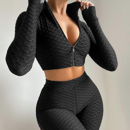 Women Tracksuit Set | Zipper Crop Top & High Waist Shorts | Modal Fabric Outfit
