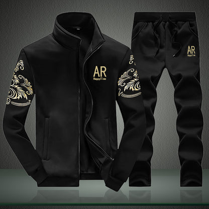 Men's Two-Piece Suit - Casual Cotton Long Sleeve Cardigan & Trousers Set