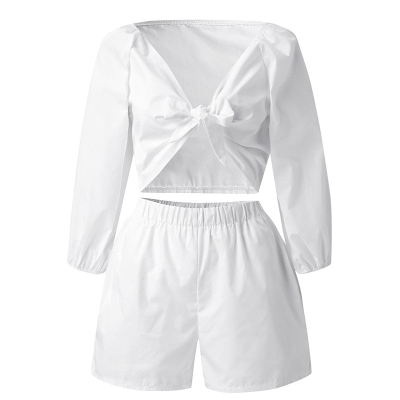 Wide Leg Short Suit | Elastic Waist Sleeve Top Set | Lightweight Summer Casual Outfit