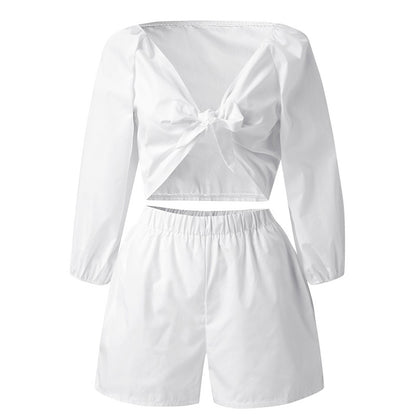 Wide Leg Short Suit | Elastic Waist Sleeve Top Set | Lightweight Summer Casual Outfit