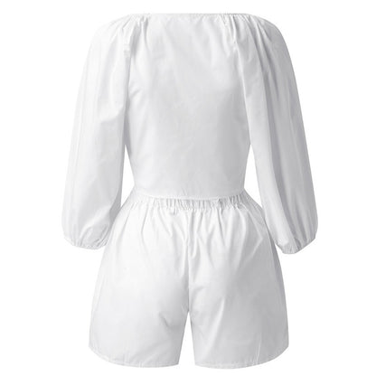 Wide Leg Short Suit | Elastic Waist Sleeve Top Set | Lightweight Summer Casual Outfit