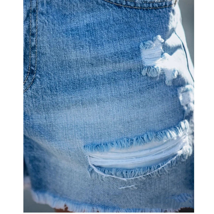 Denim Shorts Women | Ripped Fringed Jean Shorts | Cotton Middle Waist Casual
