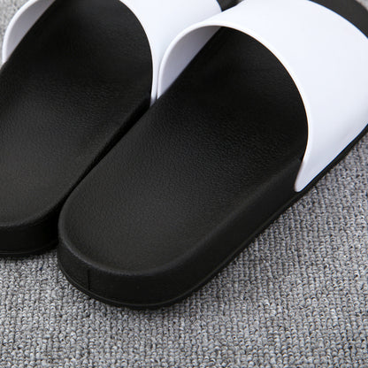 Men Summer Slippers - Non Slip Slides | Black White PVC Sole Shoes