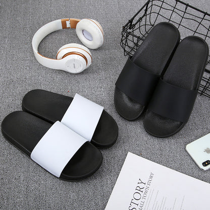 Men Summer Slippers - Non Slip Slides | Black White PVC Sole Shoes