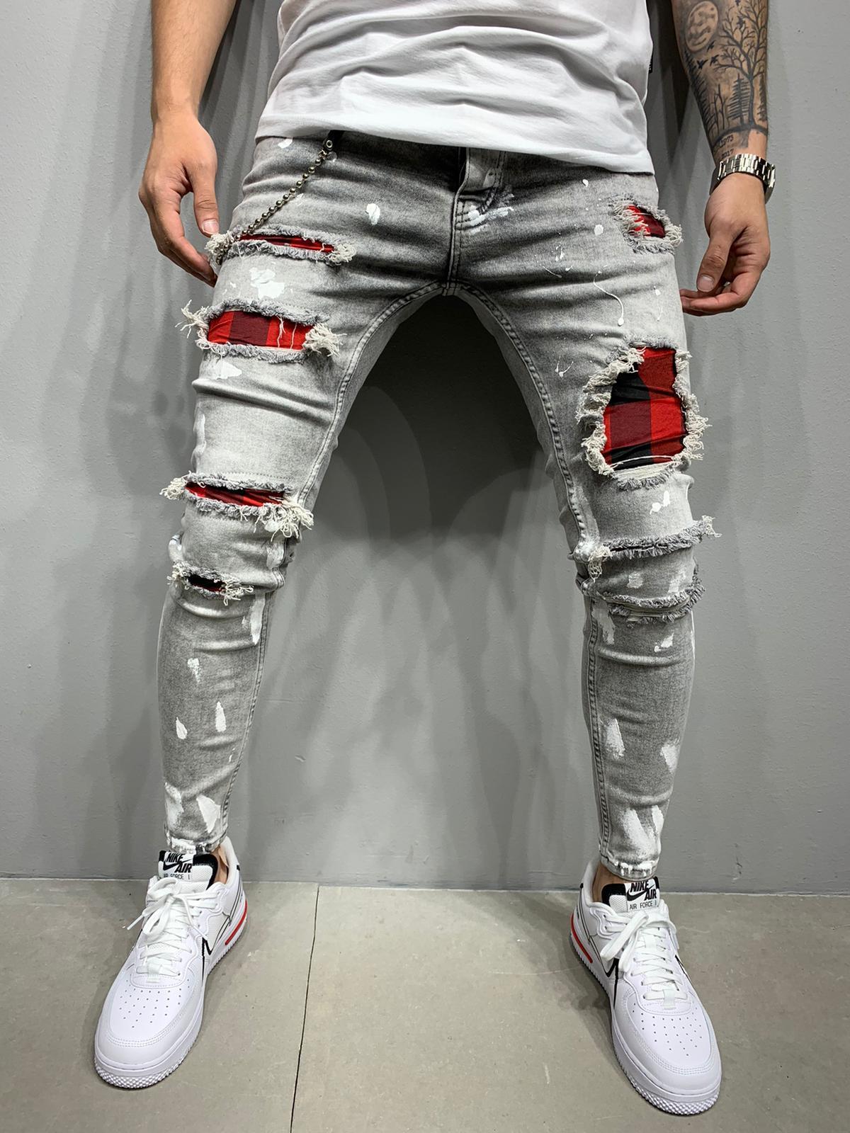 Men's Paint Jeans | Slim Fit Cotton Denim Pants With Artistic Paint Splatter