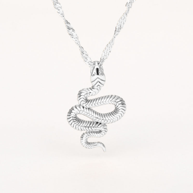 Stainless Steel Snake Necklace - Unisex Zodiac Pendant With Gold Silver Finish