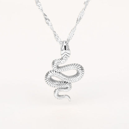 Stainless Steel Snake Necklace - Unisex Zodiac Pendant With Gold Silver Finish