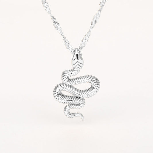 Stainless Steel Snake Necklace - Unisex Zodiac Pendant With Gold Silver Finish