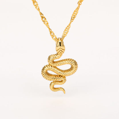 Stainless Steel Snake Necklace - Unisex Zodiac Pendant With Gold Silver Finish