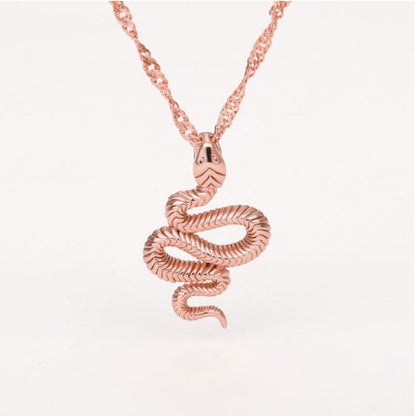 Stainless Steel Snake Necklace - Unisex Zodiac Pendant With Gold Silver Finish