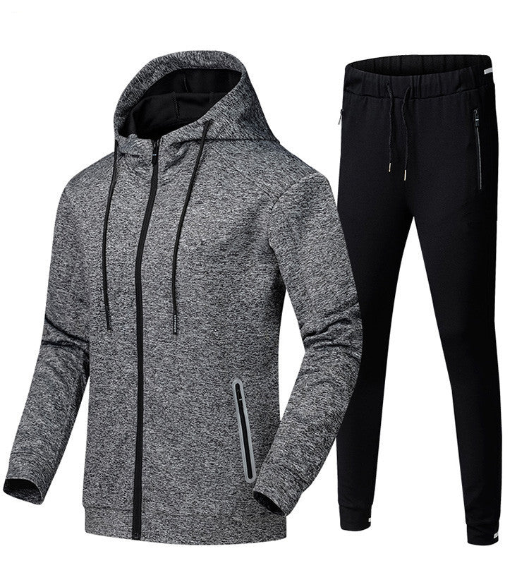 Men's Sports Suit – 2-Piece Tracksuit Set With Hooded Jacket & Leg Closing Pants
