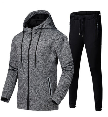 Men's Sports Suit – 2-Piece Tracksuit Set With Hooded Jacket & Leg Closing Pants