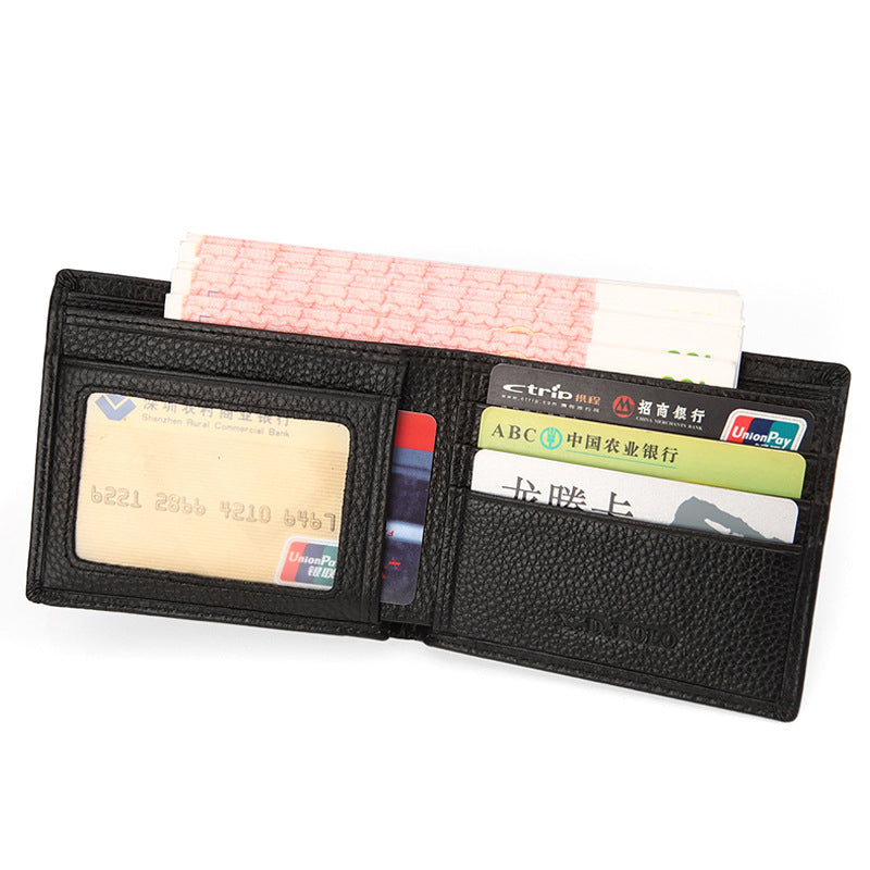 Men's Leather Wallet Ultra-Thin Cowhide Short Wallet | Slim Durable Card Holder