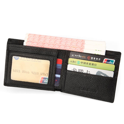 Men's Leather Wallet Ultra-Thin Cowhide Short Wallet | Slim Durable Card Holder
