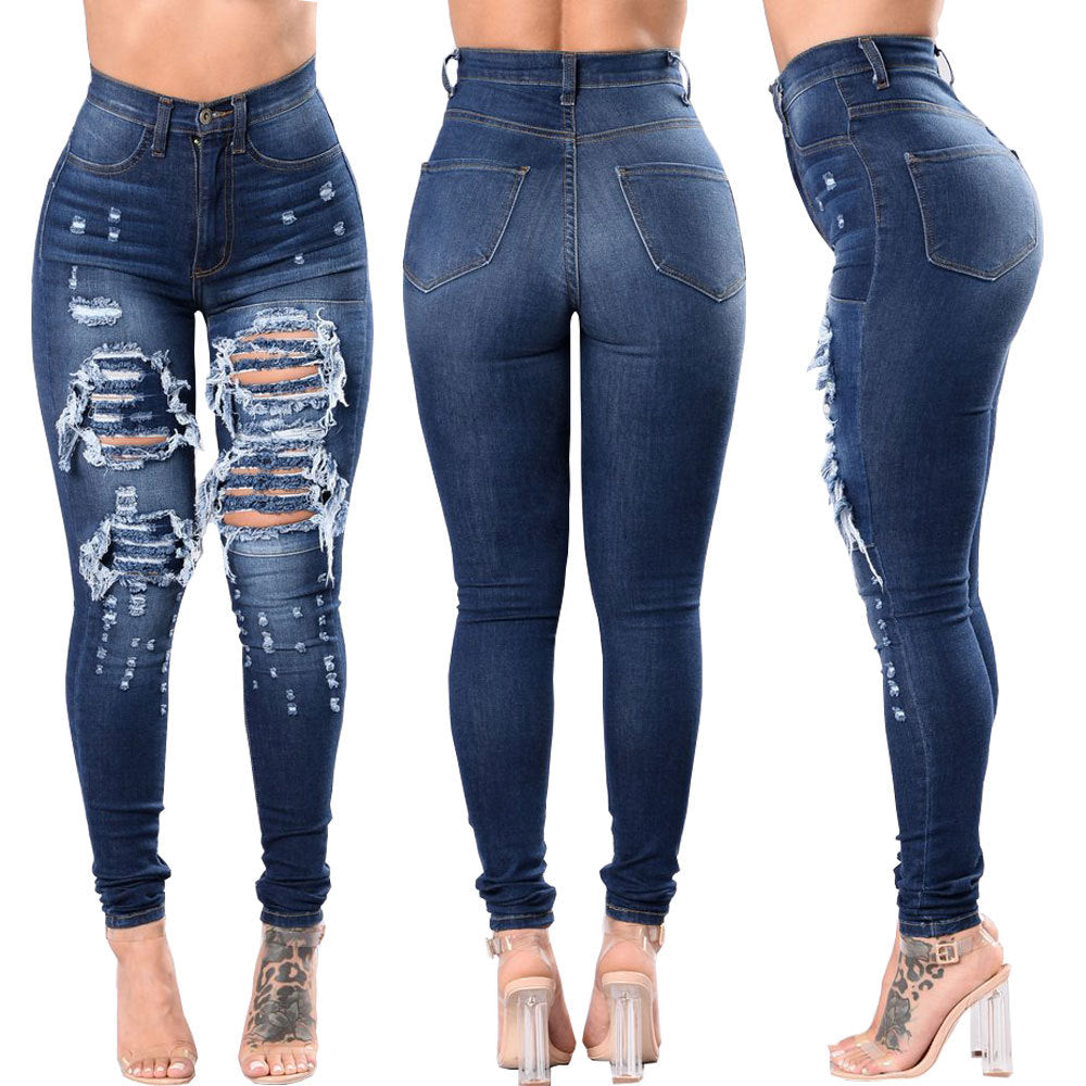 Women's Ripped Jeans - Trendy Distressed Skinny Denim Pants For Women