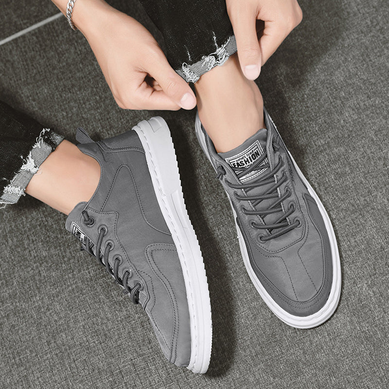 Men Sneakers Platform | Breathable Canvas Lace-Up Shoes With Rubber Sole