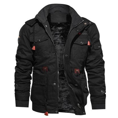 Men's Winter Jacket - Thermal Fleece Coat | Thick Hooded Military Style Outerwear