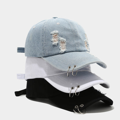Retro Hip Hop Cap – Adjustable Peaked Denim Sunshade Hat For Men
