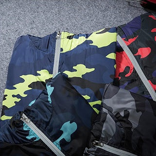 Men Camouflage Jacket | Lightweight Spring Polyester Fiber Coat With Hooded Luminous Zipper