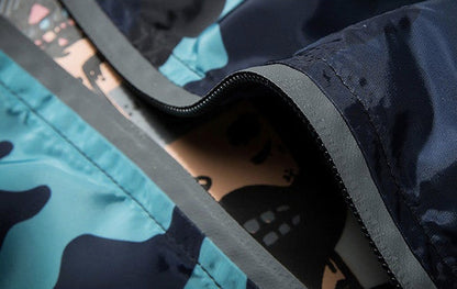 Men Camouflage Jacket | Lightweight Spring Polyester Fiber Coat With Hooded Luminous Zipper