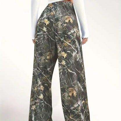 Camouflage Print Pants | Women's Casual Wide Leg Trousers With Elastic Waist