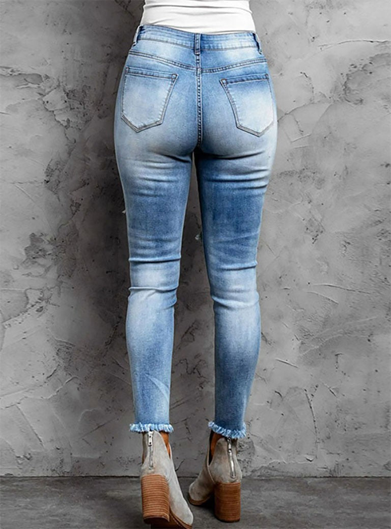 Denim Trousers Women | Cropped Straight Leg Pants | Artistic Retro Style