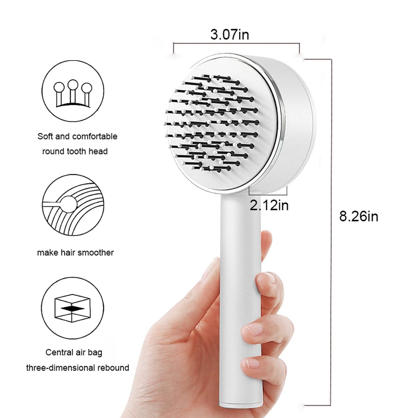 Self-Cleaning Hair Brush | Curly Hair Brush With 3D Air Cushion & Scalp Massage