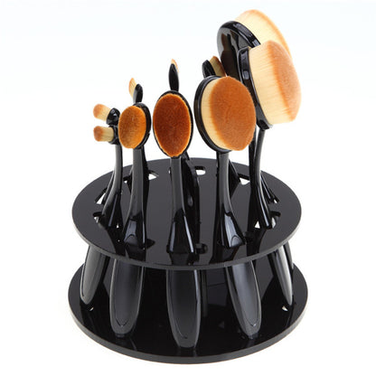 Makeup Brush Holder | Round 10 Hole Black Plastic Organizer