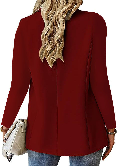 Women's Suit Jacket - Casual Blazer With Pocket Detail, Long Sleeve British Style