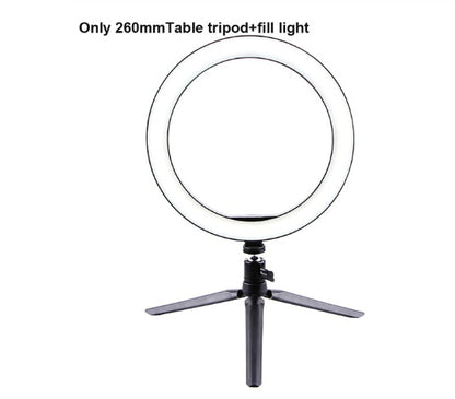 260mm ring light on compact table tripod with adjustable fill light for photography
