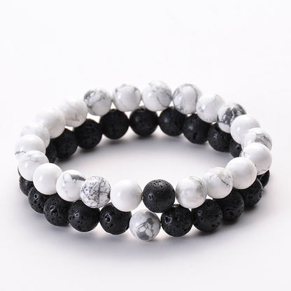 Malachite Bracelets - Elastic Strand Jewelry With Black Matte Green Beads